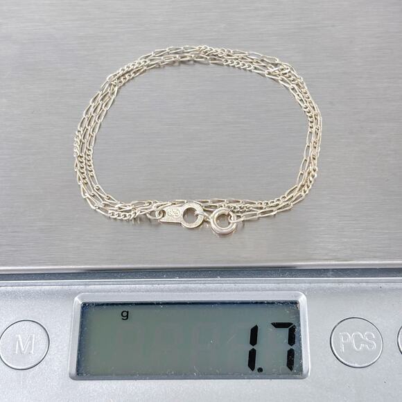 Figaro Link Chain Necklace | Vintage Sterling Silver 925 | 16.5" - Picture 4 of 4